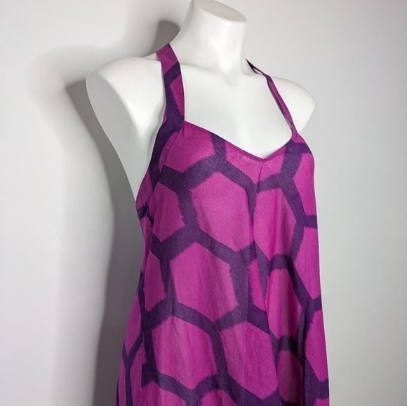 Tibi Purple Honeycomb Sleeveless Cotton Halter Summer Sun Dress S - Picture 3 of 7